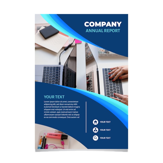 Free vector abstract annual report template with photo