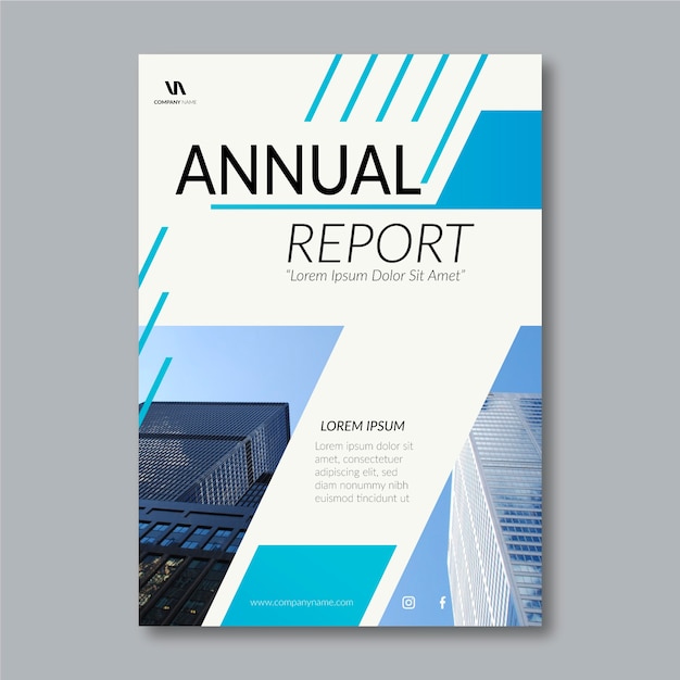 Abstract annual report template with photo