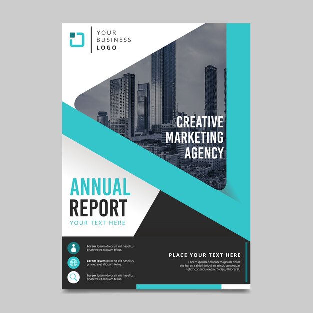 Abstract annual report template with photo