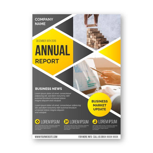 Abstract annual report template with photo