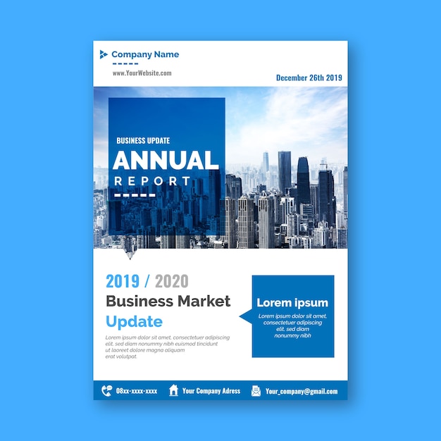 Free vector abstract annual report template with photo