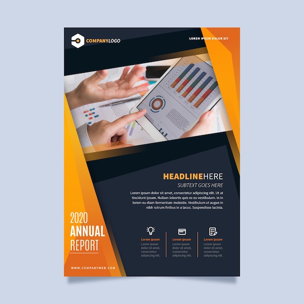 Free vector abstract annual report template with photo