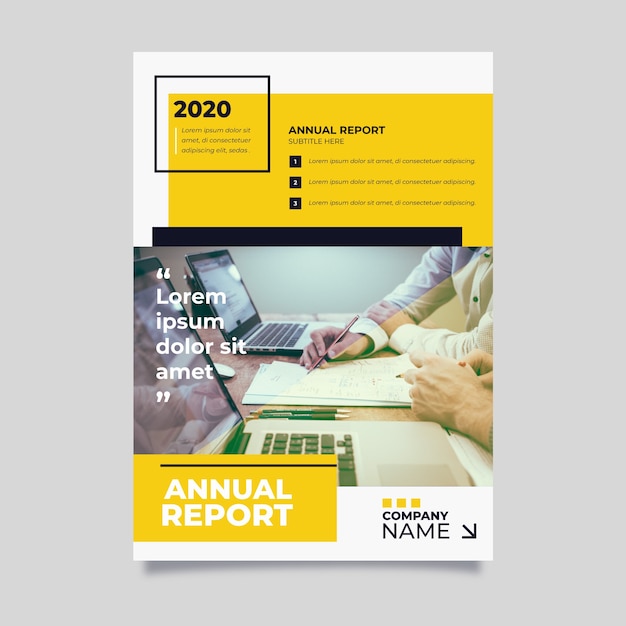 Free vector abstract annual report template with photo