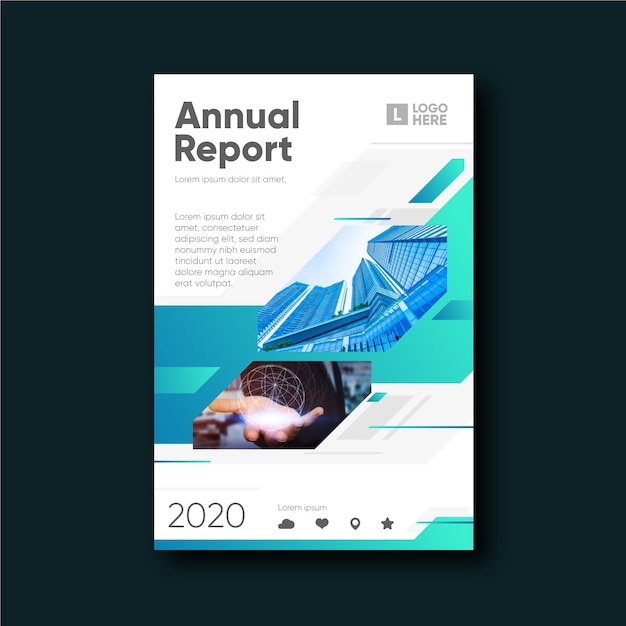 Free vector abstract annual report template with picture