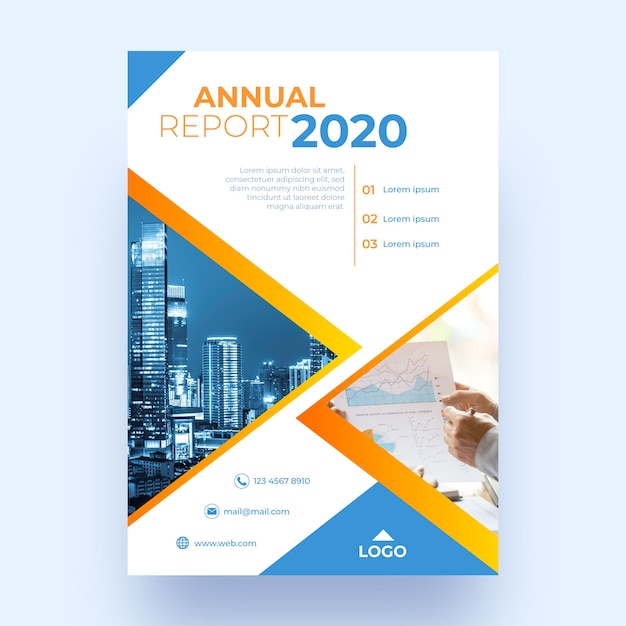 Free vector abstract annual report with photo template