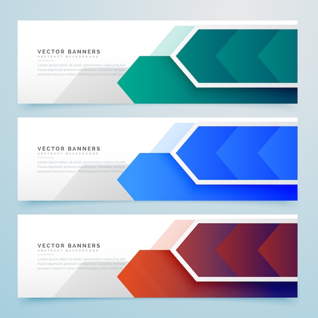 Free vector abstract arrow geometric banners set