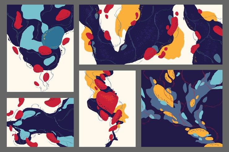 Free Vector abstract art background with colorful paint stains