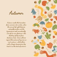 Abstract autumn decorative template with text and traditional seasonal elements
