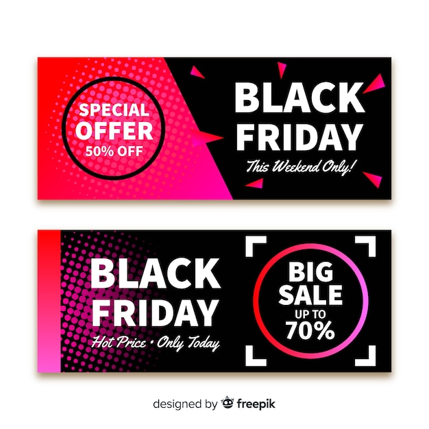 Free vector abstract back friday sales banner collection