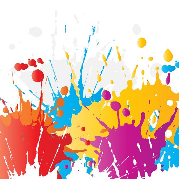 Abstract background of brightly coloured paint splats