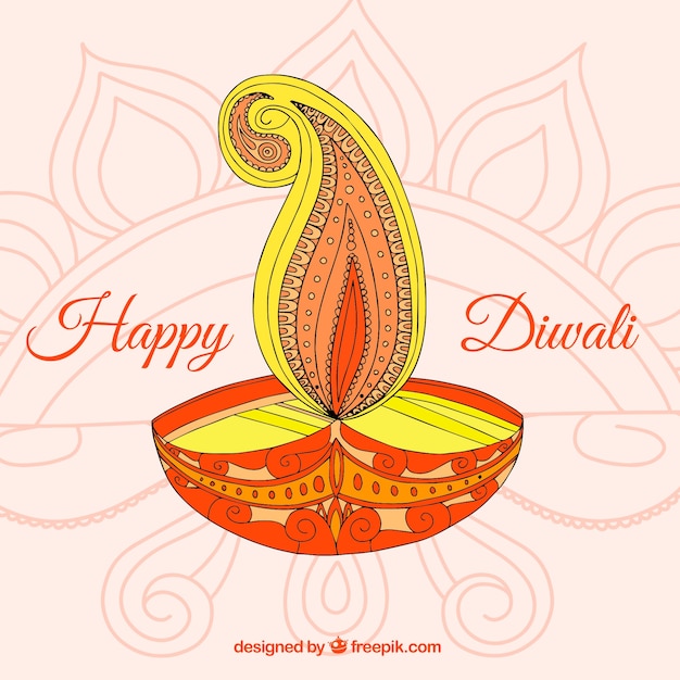 Free vector abstract background of hand drawn diwali candle