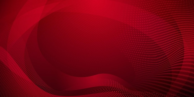 Abstract background made of halftone dots and curved lines in red colors