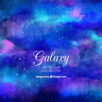 Abstract background of watercolor galaxy in blue color