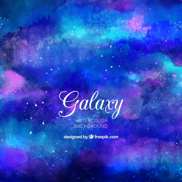 Abstract background of watercolor galaxy in blue color