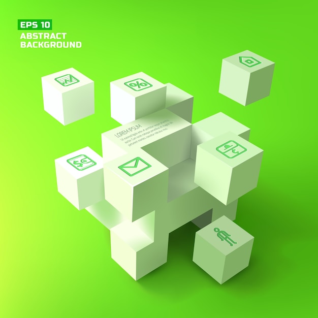 Abstract background with 3d white cubes