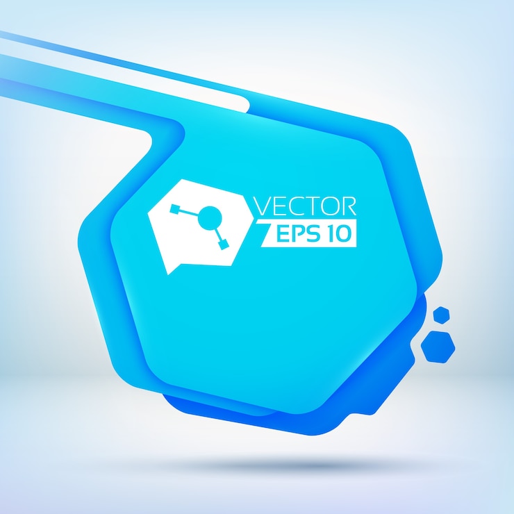 Free Vector abstract background with blue hexagon spot with rounded corners colour layers and small ink drops