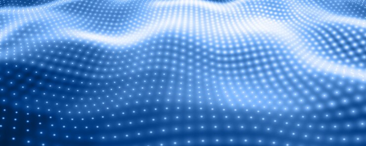 Free Vector abstract background with blue neon lights forming wavy surface.