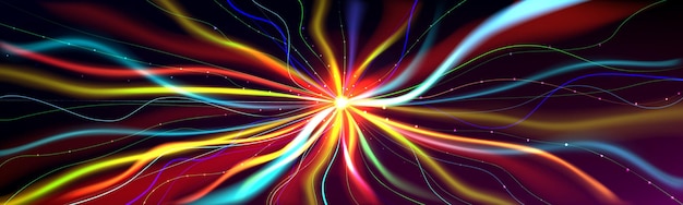 Free vector abstract background with colorful curve lines