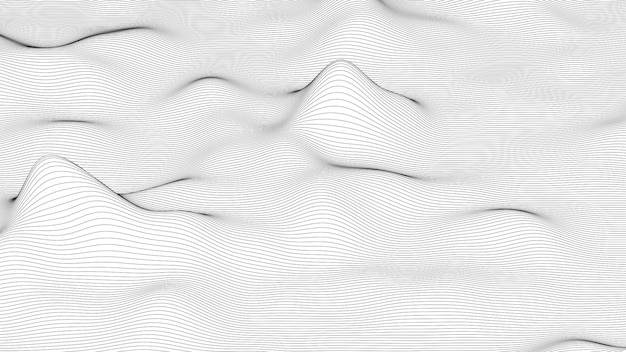 무료 벡터 흰색 배경에 왜곡된 선 모양이 있는 추상 배경 흑백 음선 파도