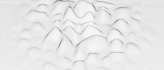 Abstract background with distorted line shapes on a white background Monochrome sound line waves