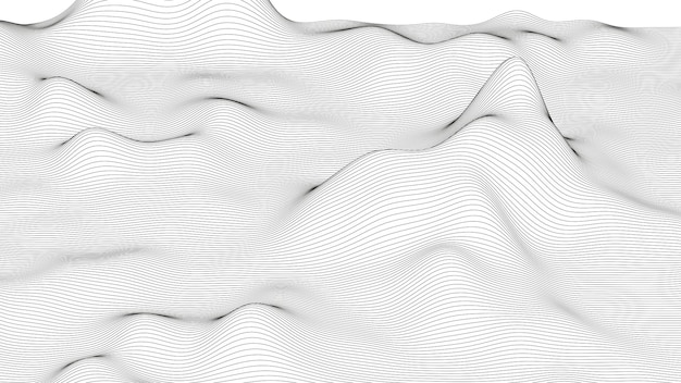 Abstract background with distorted line shapes on a white background Monochrome sound line waves