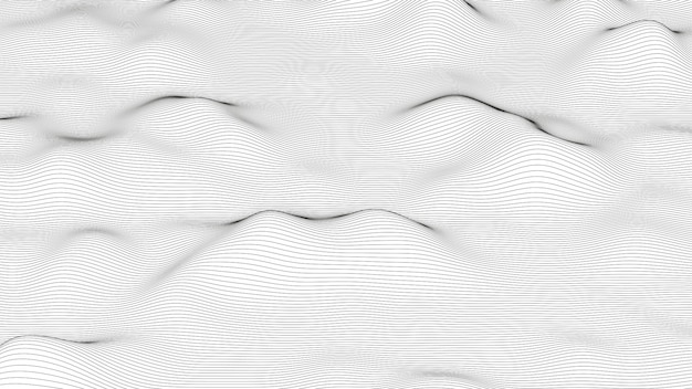 Abstract Background with Distorted Line Shapes on a White Background Monochrome Sound Line Waves