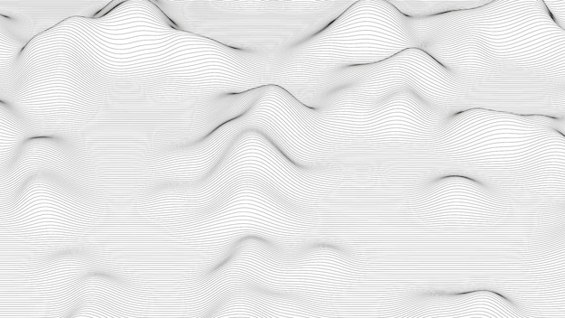 Abstract background with distorted line shapes on a white background monochrome sound line waves