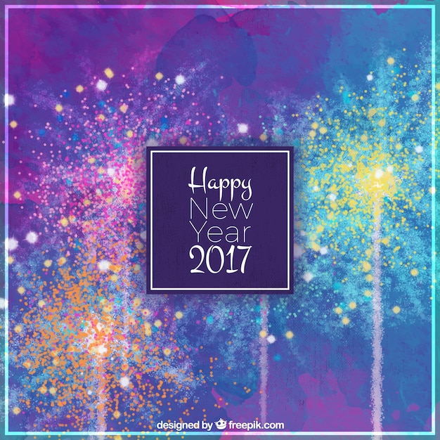 Free vector abstract background with fireworks for new year