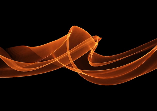 オレンジ色の波のデザインが流れる抽象的な背景