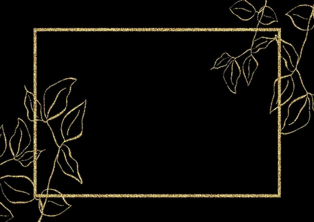 Abstract background with glittery gold floral border