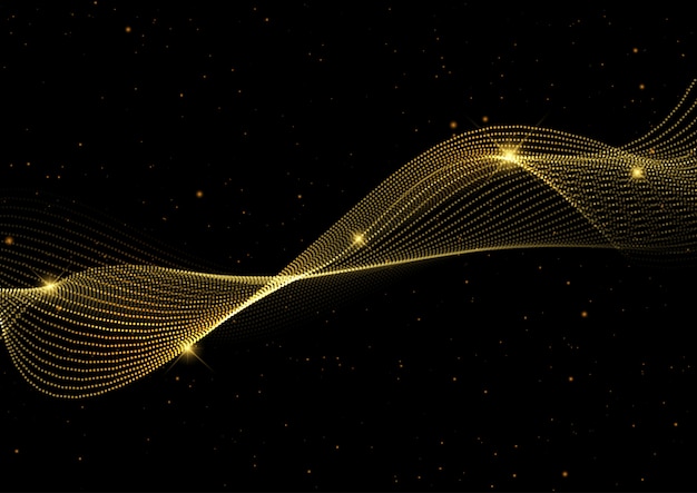 Abstract background with golden flowing waves