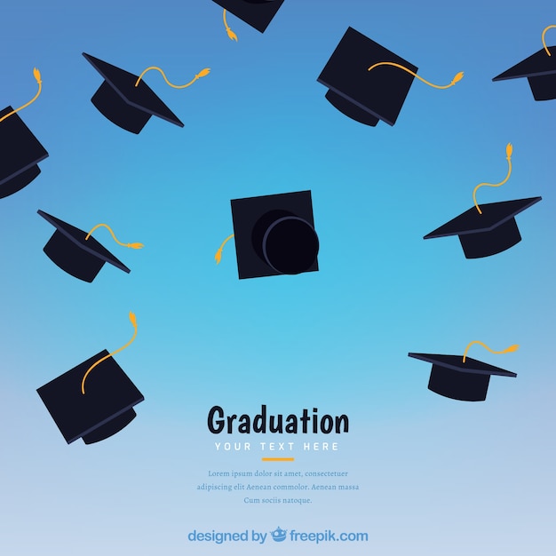 Abstract background with graduation caps