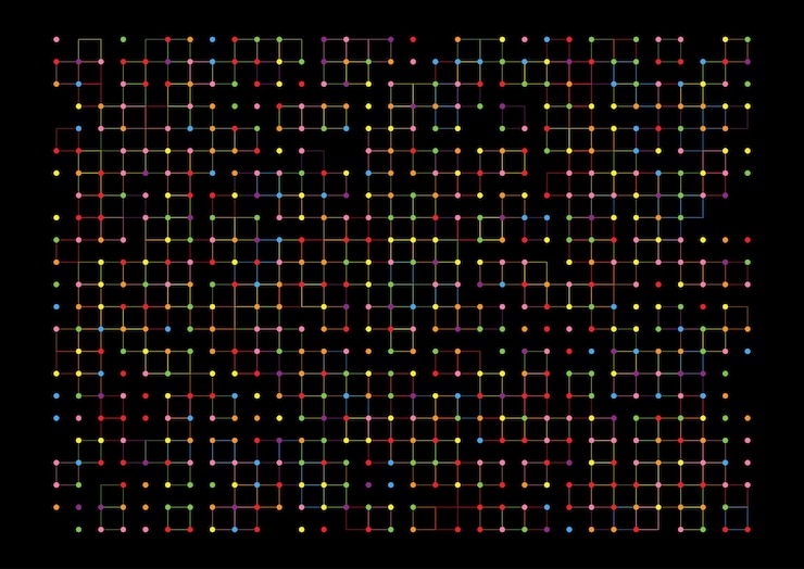 Free Vector abstract background with grid and colourful dots design