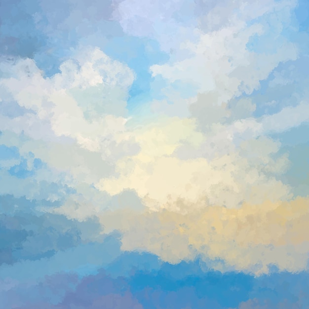 Free vector abstract background with hand painted clouds design