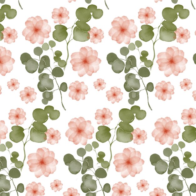 손으로 그린 수채화 꽃 패턴 디자인으로 추상적인 배경
