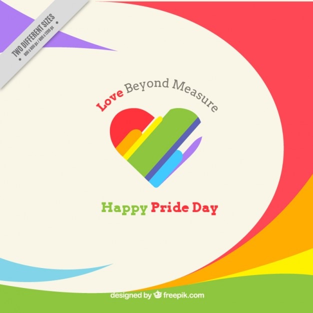 Free vector abstract background with a heart of pride day