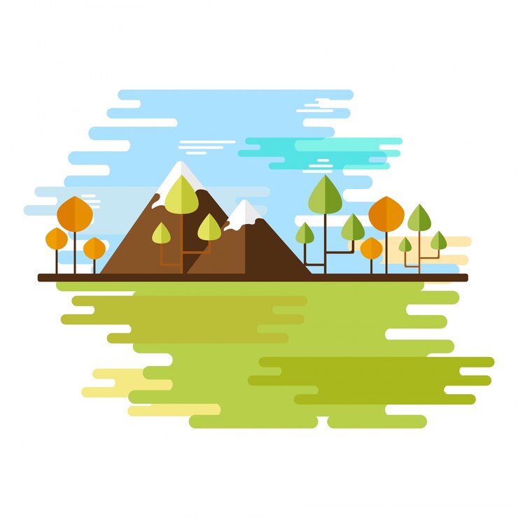 Free Vector  abstract background with illustration of mountains and trees for nature concept. 