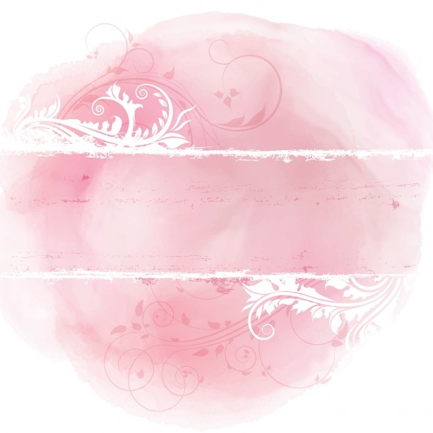 Free vector abstract background with ornaments and pink watercolor
