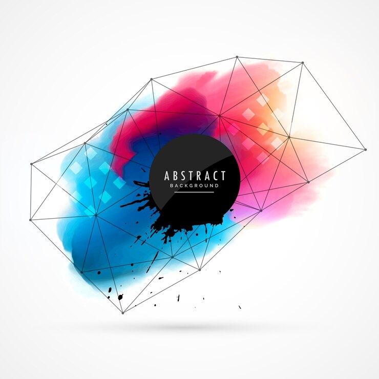 Free Vector abstract background with paint stains, lines and dots