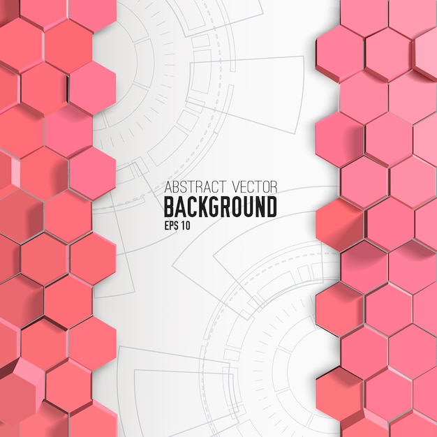 Free vector abstract background with pink hexagons