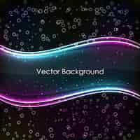 Free vector abstract background with two colored and gradient glowing transparent waves on black fond