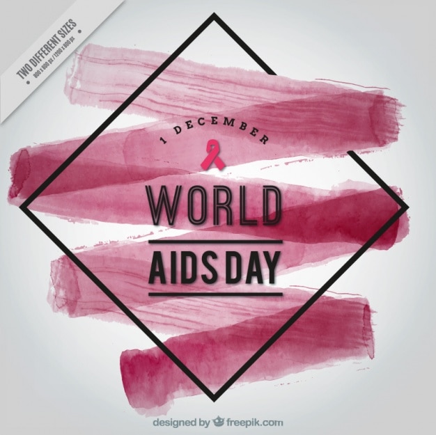 Abstract background with watercolor brush stroke of world aids day