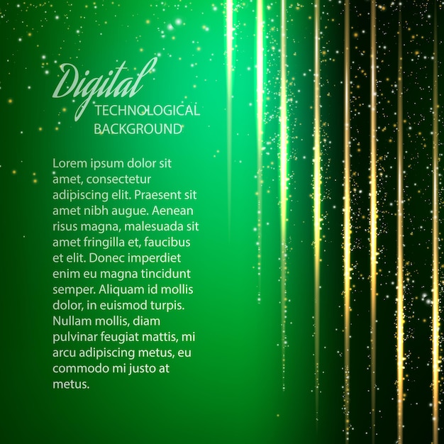 Free vector abstract background with waves and glow on green