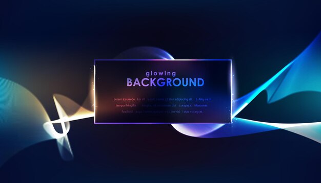 Abstract background with waves and glow Vector illustration on a dark background