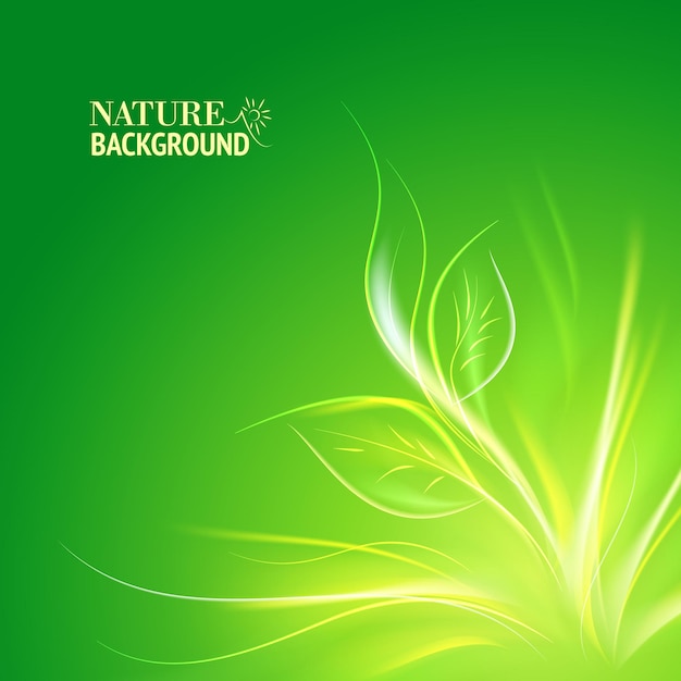 Abstract background with waves and glow Vector illustration on a green background