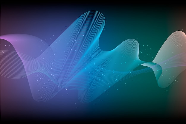 Free vector abstract background with wavy shape and particles