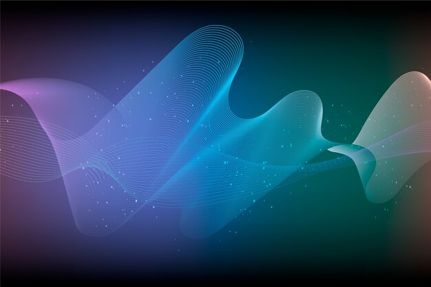 Abstract background with wavy shape and particles