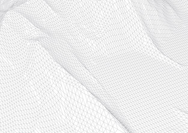 Abstract background with wireframe terrain in black and white