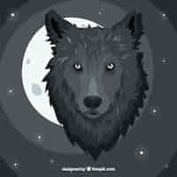 Free vector abstract background with wolf and moon