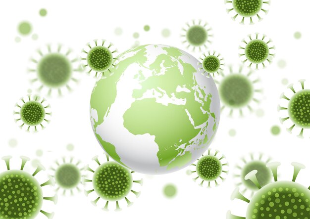Abstract background with a world globe and virus cells design